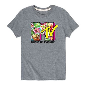 Boys 8-20 MTV Logo Hawaiian Collage Graphic Tee