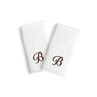 Linum Home Textiles Monogrammed Luxury Turkish Cotton Novelty Hand Towels 2-pack Set