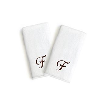 Linum Home Textiles Monogrammed Luxury Turkish Cotton Novelty Hand Towels 2-pack Set