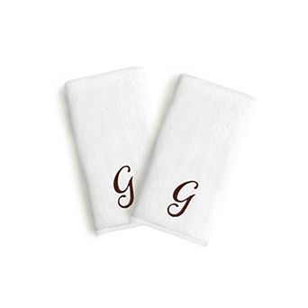 Linum Home Textiles Monogrammed Luxury Turkish Cotton Novelty Hand Towels 2-pack Set