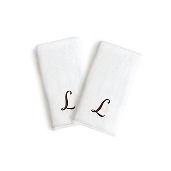 Linum Home Textiles Monogrammed Luxury Turkish Cotton Novelty Hand Towels 2-pack Set