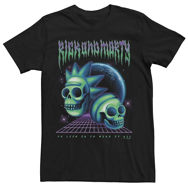 Men's Rick And Morty Skull Neon Tee