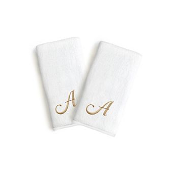 Linum Home Textiles Monogrammed Luxury Turkish Cotton Novelty Hand Towels 2-pack Set