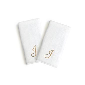 Linum Home Textiles Monogrammed Luxury Turkish Cotton Novelty Hand Towels 2-pack Set