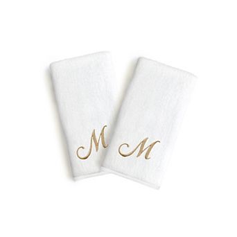 Linum Home Textiles Monogrammed Luxury Turkish Cotton Novelty Hand Towels 2-pack Set