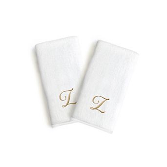 Linum Home Textiles Monogrammed Luxury Turkish Cotton Novelty Hand Towels 2-pack Set