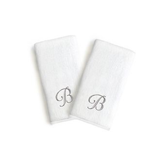 Linum Home Textiles Monogrammed Luxury Turkish Cotton Novelty Hand Towels 2-pack Set