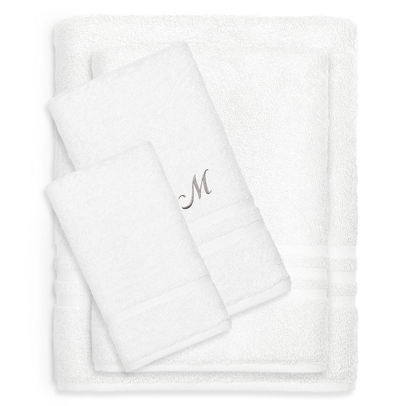 Linum Home Textiles Denzi Monogram Towel Collection 4-pc. Bath Towel Set, One Size, White
