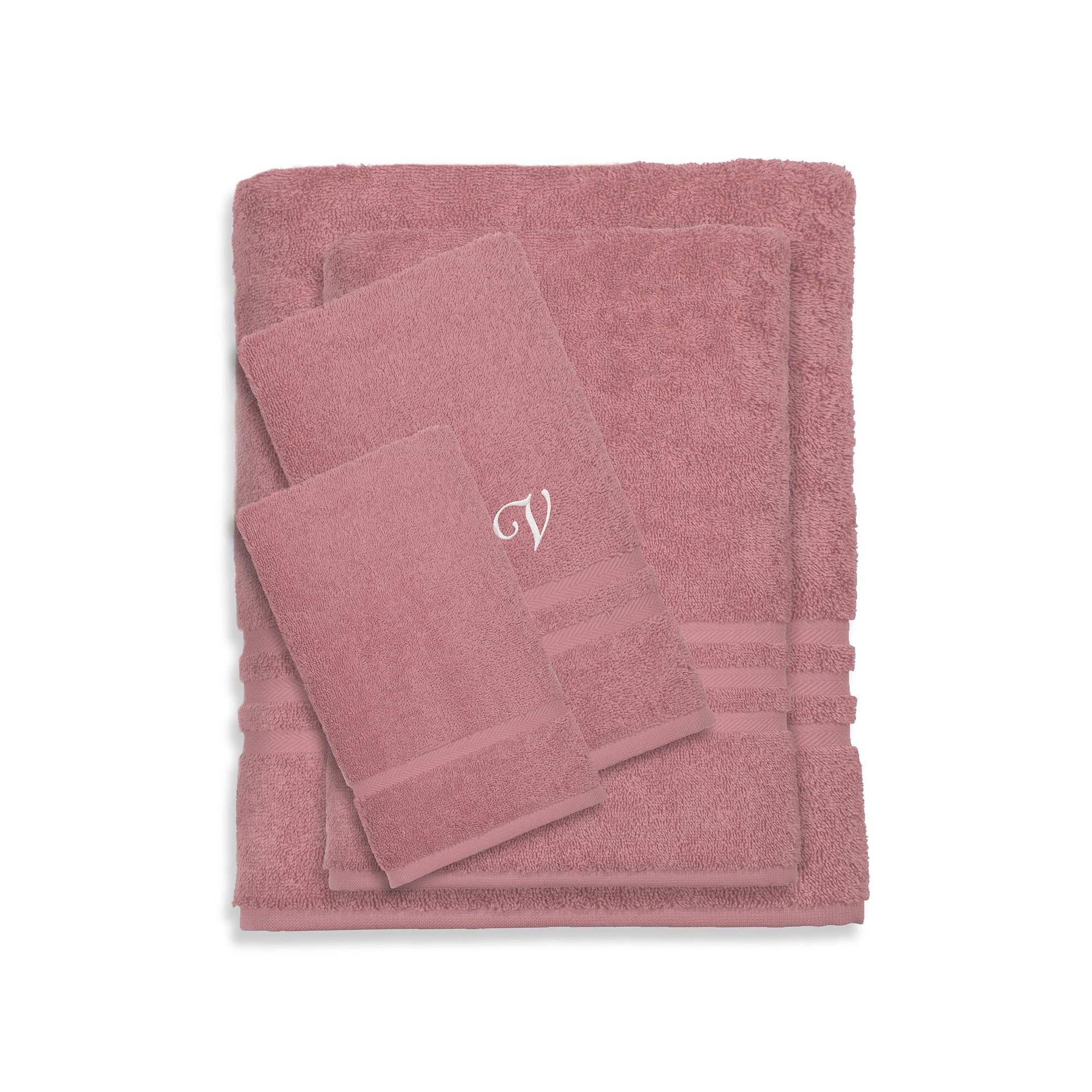 Linum Home Textiles Turkish Cotton Denzi 4-piece Personalized Towel Set, V
