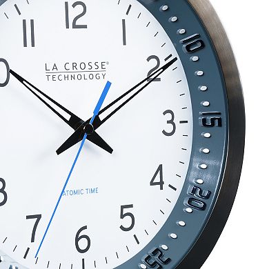La Crosse Technology 404-54667-INT 10-Inch Atomic Chapter Ring Stainless Steel Analog Clock