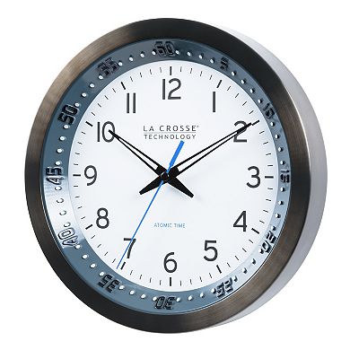 La Crosse Technology 404-54667-INT 10-Inch Atomic Chapter Ring Stainless Steel Analog Clock