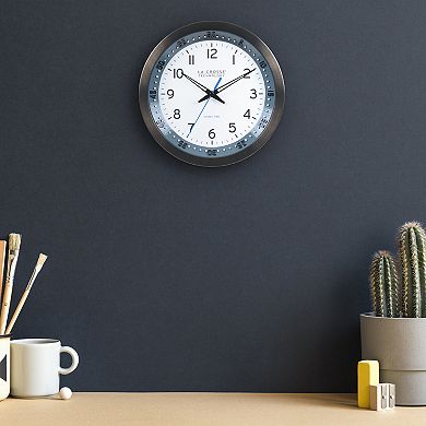 La Crosse Technology 404-54667-INT 10-Inch Atomic Chapter Ring Stainless Steel Analog Clock