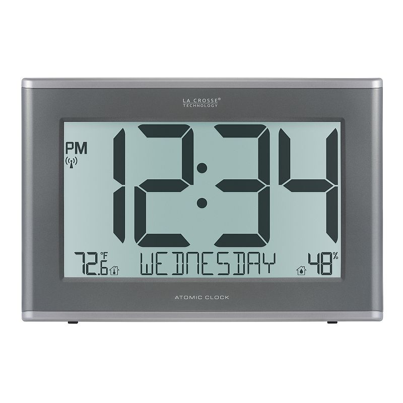 La Crosse Technology 513-21867-INT Extra-Large Atomic Digital Clock with Backlight, Gray