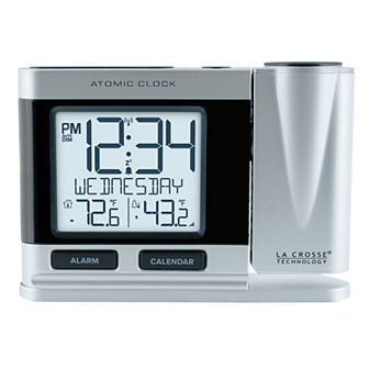 La Crosse Technology 616-12667 in Silver Atomic Projection Clock with Temperature