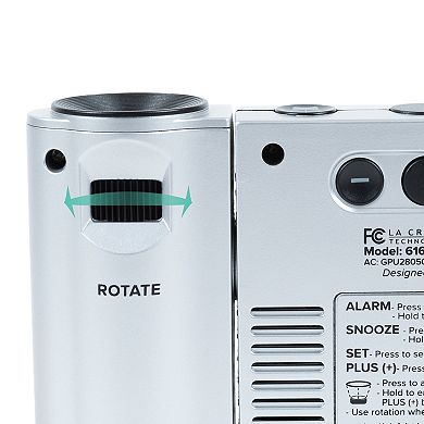 La Crosse Technology 616-12667-INT Silver Atomic Projection Clock with Temperature