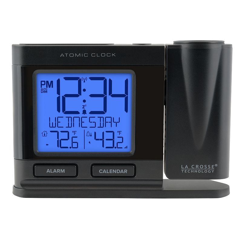 La Crosse Technology 616-41667-INT Black Atomic Projection Alarm Clock with