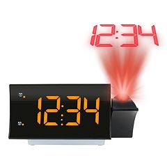 Digital Atomic Alarm Clock Timer 1.8 in Curved Blue LED Dual Display Black New 