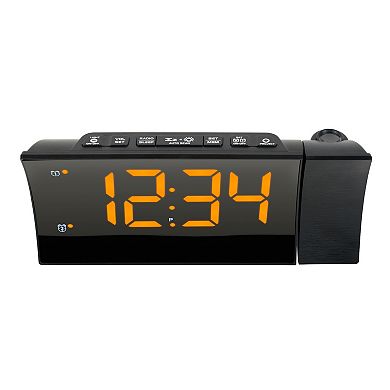 La Crosse Technology 817-83957-INT Curved LED Projection Alarm Clock with Radio & Glowing Nightlight