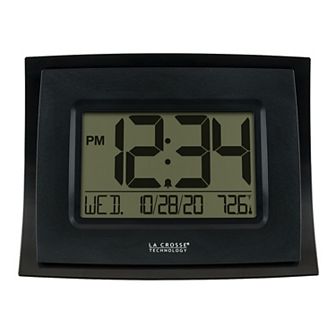 La Crosse Technology WT-8002U-B-INT Black Digital Clock with Indoor Temperature
