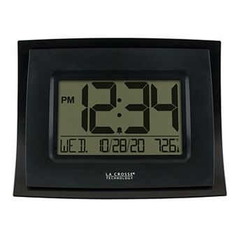 La Crosse Technology WT-8002U-B-INT Black Digital Clock with Indoor Temperature