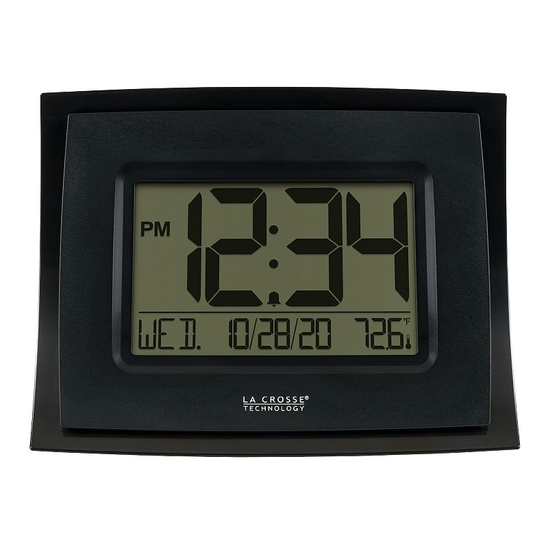 La Crosse Technology WT-8002U-B-INT Black Digital Clock with Indoor Tempera