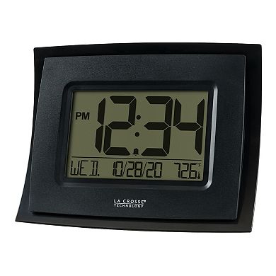 La Crosse Technology WT-8002U-B-INT Black Digital Clock with Indoor Temperature