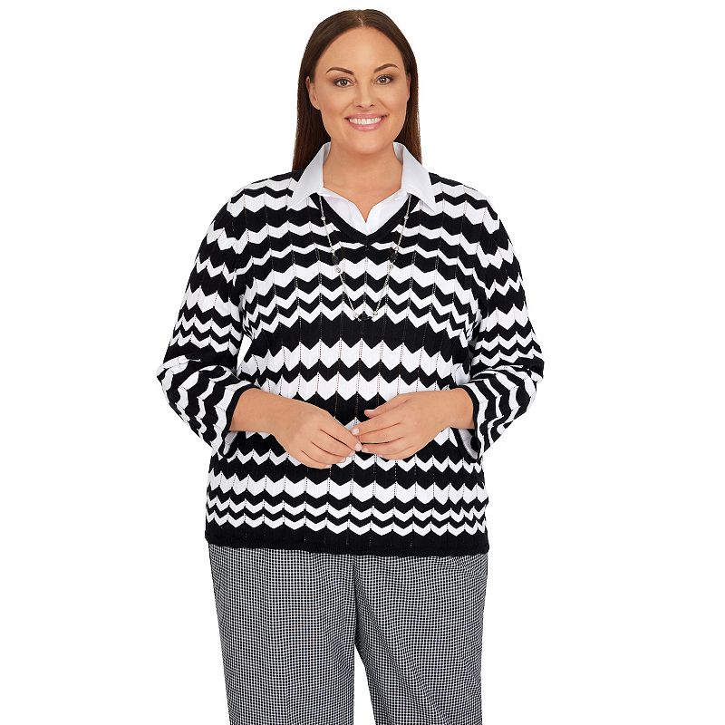 49235203 Plus Size Alfred Dunner Checking In Chevron Sweate sku 49235203