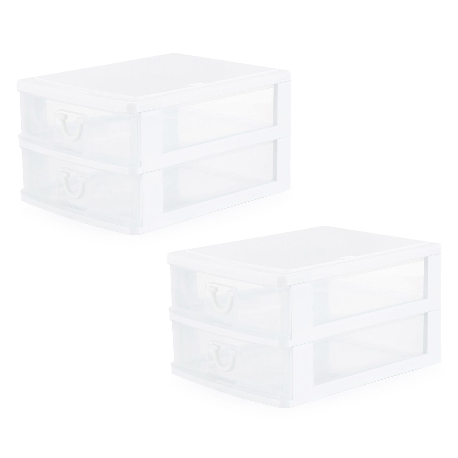 Gracious Living Clear Mini 2 Drawer Desk and Office Organizer with