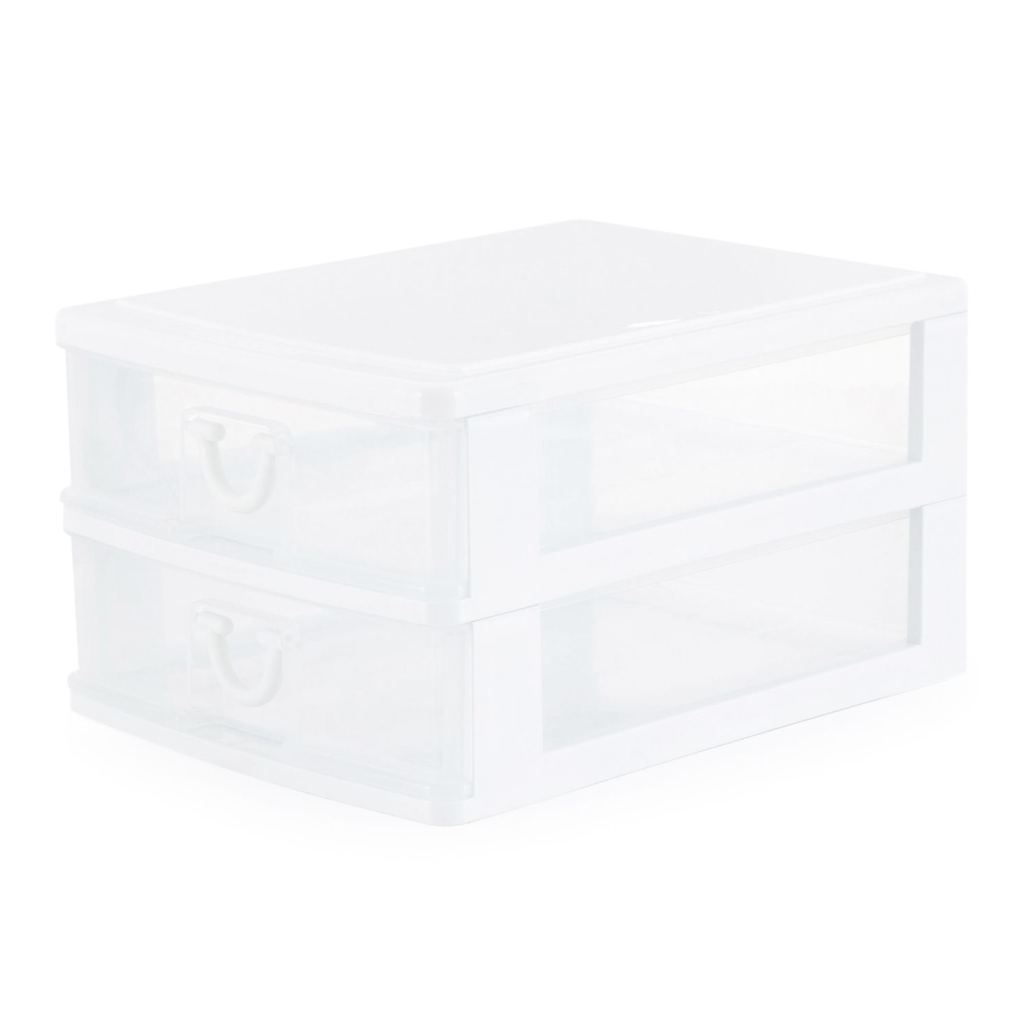 Gracious Living Mini 2 Drawer Organizer w/ Flip Top Storage, White (3 Pack)