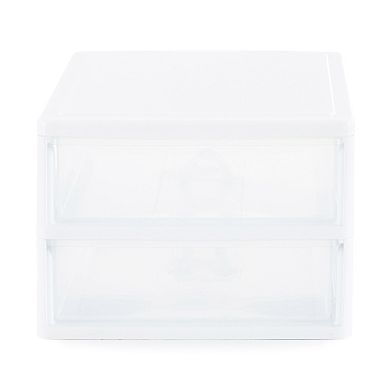 Gracious Living Clear Mini 2 Drawer Desk and Office Organizer with White Finish
