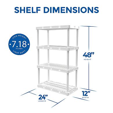 Gracious Living 4 Shelf Knect-a-shelf Fixed Height Light Duty Storage Unit,white