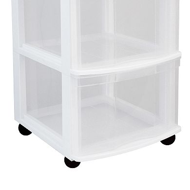 Gracious Living Clear 4 Drawer Storage Chest System w/Casters, White (2 ...