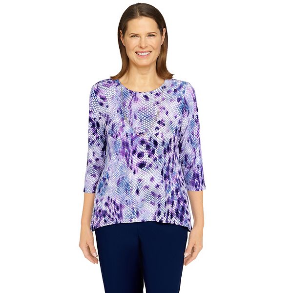 Petite Alfred Dunner Picture Perfect Abstract Reptile Print Top