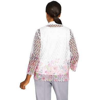 Petite Alfred Dunner Soft Spoken Floral Border Two-For-One Shirt