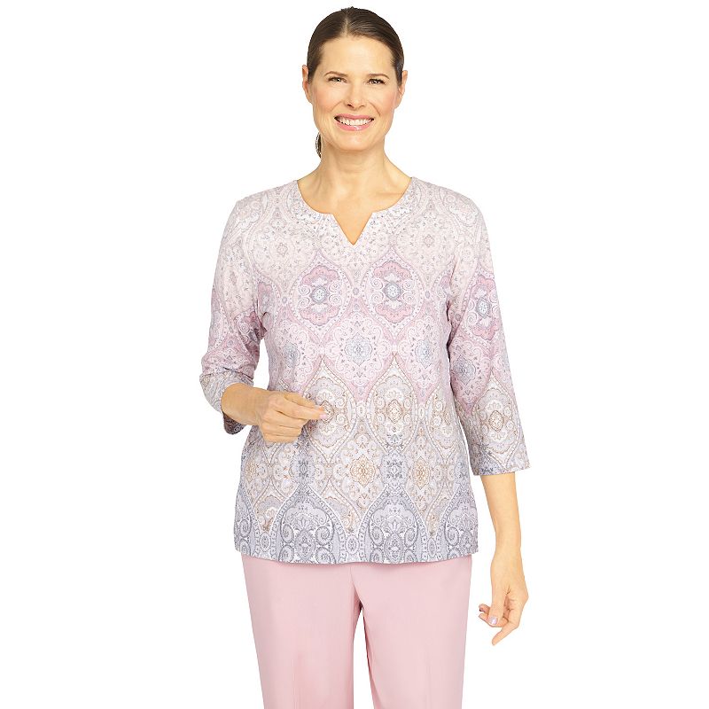 Petite Alfred Dunner Soft Spoken Medallion Ombre Top, Womens, Size: Small 