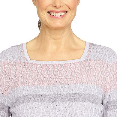 Petite Alfred Dunner Soft-Spoken Biadere Textured Sweater