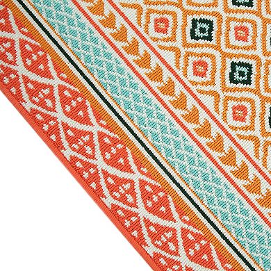 Sonoma Goods For Life® Indoor/Outdoor Warm Geo Border Throw & Area Rug