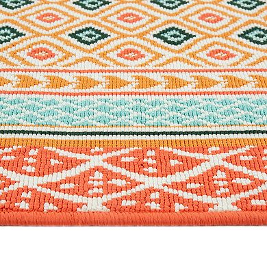 Sonoma Goods For Life® Indoor/Outdoor Warm Geo Border Throw & Area Rug