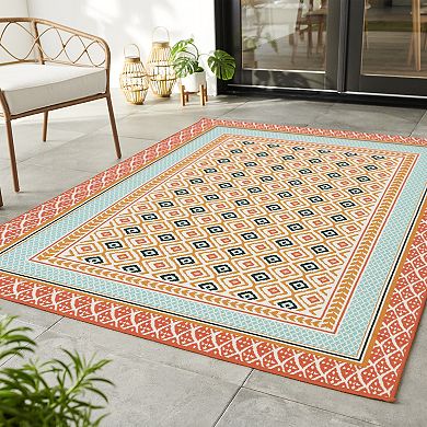 Sonoma Goods For Life® Indoor/Outdoor Warm Geo Border Throw & Area Rug