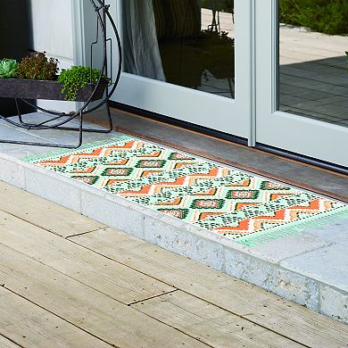 Sonoma Goods For Life® Indoor/Outdoor Coral Multi Geo Stripe Throw & Area Rug