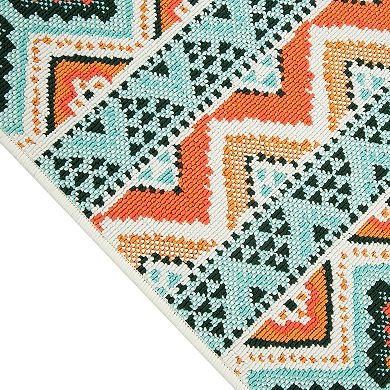 Sonoma Goods For Life® Indoor/Outdoor Coral Multi Geo Stripe Throw & Area Rug