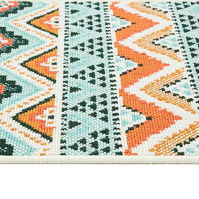 Sonoma Goods For Life® Indoor/Outdoor Coral Multi Geo Stripe Throw & Area Rug