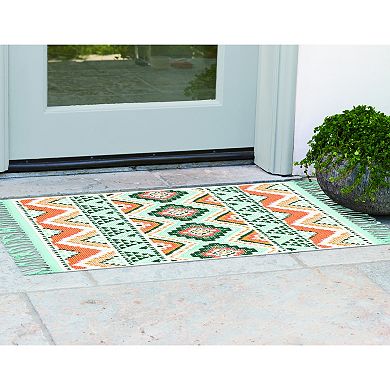 Sonoma Goods For Life® Indoor/Outdoor Coral Multi Geo Stripe Throw & Area Rug