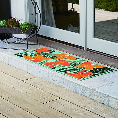 Sonoma Goods For Life® Indoor/Outdoor Aqua Tropical Floral Throw & Area Rug