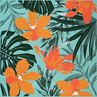 Sonoma Goods For Life® Indoor/Outdoor Aqua Tropical Floral Throw & Area Rug