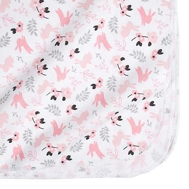 Baby Girl Just Born® 4-Pack Bunny Cotton Flannel Blankets