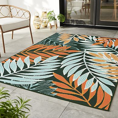 Sonoma Goods For Life® Indoor/Outdoor Red Whimsy Palm Throw & Area Rug