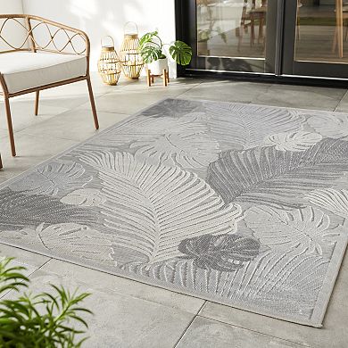 Sonoma Goods For Life® Indoor/Outdoor Neutral Palm Leaves Throw & Area Rug