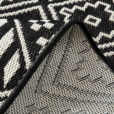 Sonoma Goods For Life® Indoor/Outdoor Black Southwest Geo Throw & Area Rug