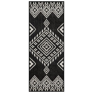 Sonoma Goods For Life® Indoor/Outdoor Black Southwest Geo Throw & Area Rug